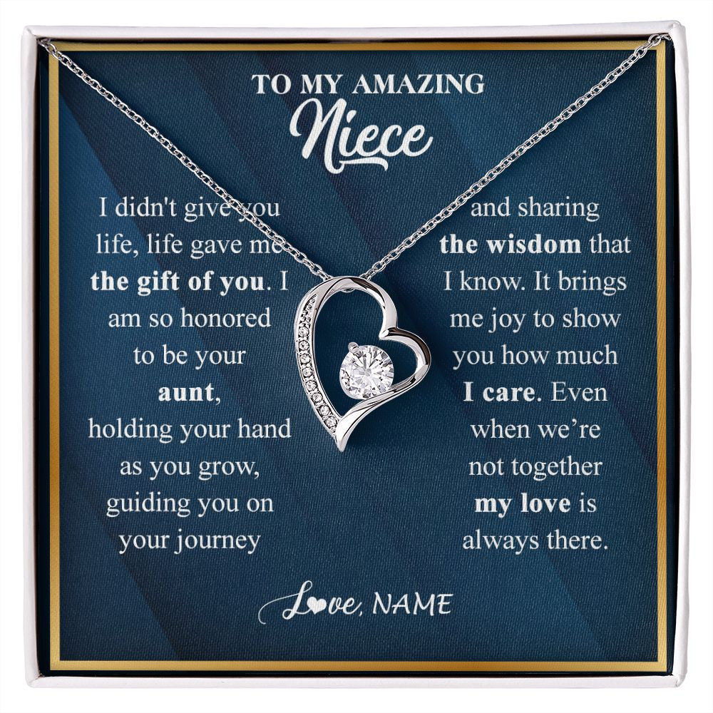 Forever Love Necklace | Personalized To My Niece Necklace from Aunt Life Gave Me The Gift Of You Niece Birthday Graduation Christmas Jewelry Customized Gift Box Message Card | teecentury