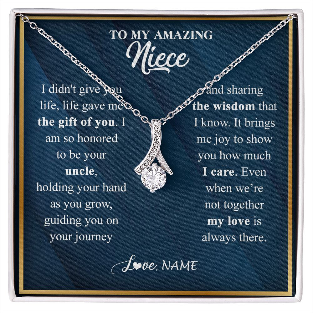 Alluring Beauty Necklace | Personalized To My Niece Necklace from Uncle Life Gave Me The Gift Of You Niece Birthday Graduation Christmas Jewelry Customized Gift Box Message Card | teecentury