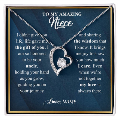 Forever Love Necklace | Personalized To My Niece Necklace from Uncle Life Gave Me The Gift Of You Niece Birthday Graduation Christmas Jewelry Customized Gift Box Message Card | teecentury