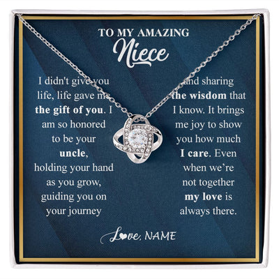 Love Knot Necklace | Personalized To My Niece Necklace from Uncle Life Gave Me The Gift Of You Niece Birthday Graduation Christmas Jewelry Customized Gift Box Message Card | teecentury