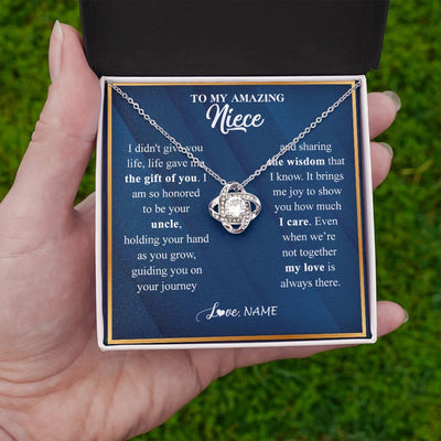 Love Knot Necklace | Personalized To My Niece Necklace from Uncle Life Gave Me The Gift Of You Niece Birthday Graduation Christmas Jewelry Customized Gift Box Message Card | teecentury