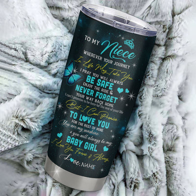 Personalized To My Niece Tumbler From Aunt Auntie Uncle Stainless Steel Cup Fairy Silhouette Fantasy Moon Niece Birthday Graduation Christmas Travel Mug | teecentury