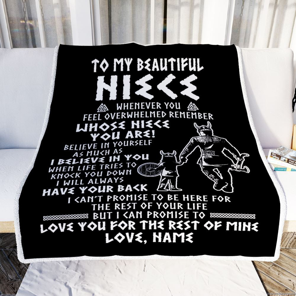 Personalized To My Niece Viking Blanket From Uncle Whenever You Feel Overwhelmed Niece Birthday Christmas Customized Bed Fleece Blanket | teecentury