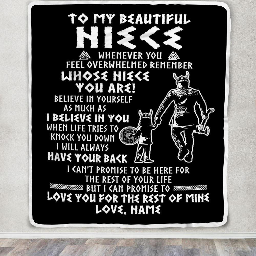 Personalized To My Niece Viking Blanket From Uncle Whenever You Feel Overwhelmed Niece Birthday Christmas Customized Bed Fleece Blanket | teecentury