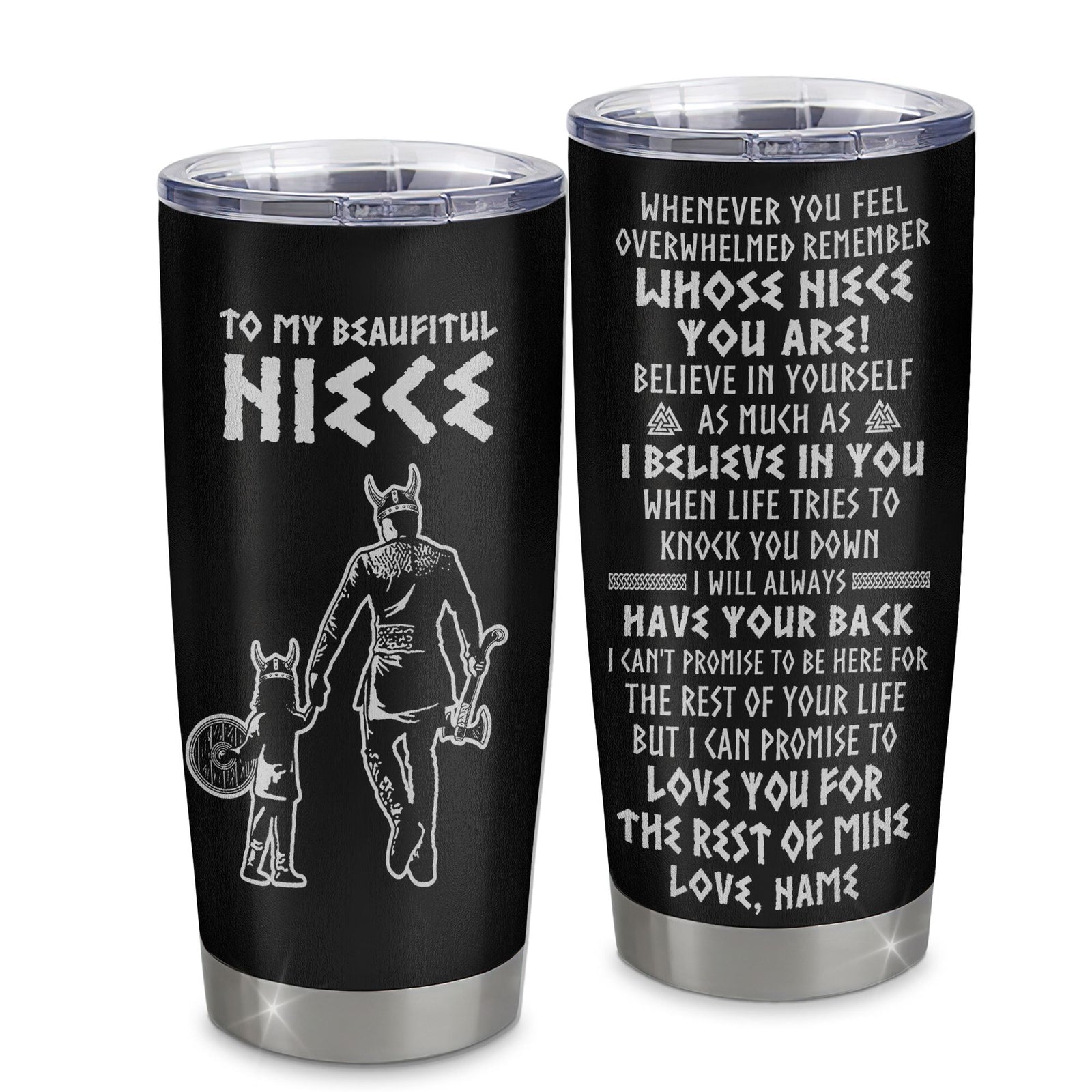 Personalized To My Niece Viking Tumbler From Uncle Stainless Steel Cup Whenever You Feel Overwhelmed Niece Birthday Christmas Travel Mug | teecentury