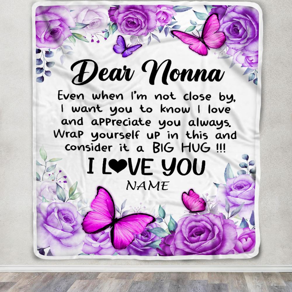 Personalized To My Nonna Blanket From Granddaughter Grandson Butterfly Love And Appreciate Nonna Birthday Mothers Day Christmas Customized Fleece Blanket | teecentury