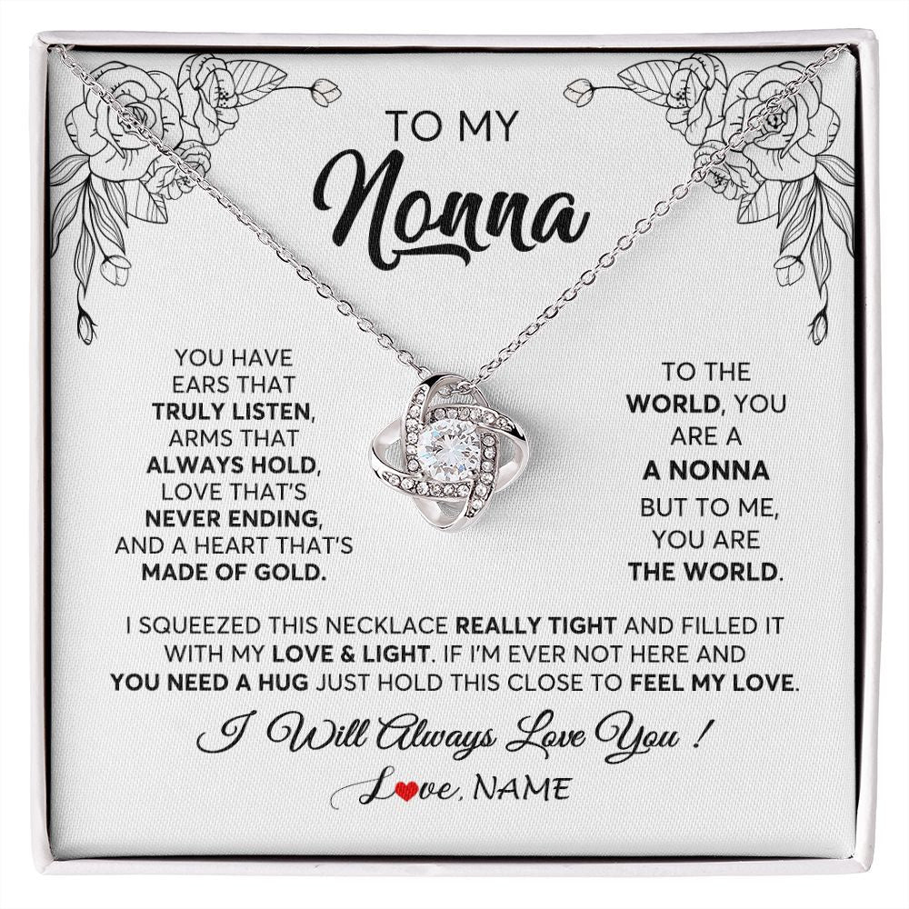 Love Knot Necklace | Personalized To My Nonna Necklace From Grandkids Granddaughter Hold This Close Feel My Love Nonna Birthday Mothers Day Jewelry Customized Gift Box Message Card | teecentury