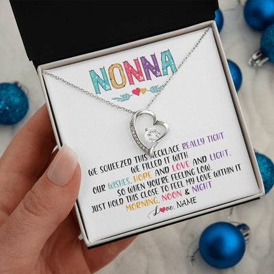 Forever Love Necklace | Personalized To My Nonna Necklace From Grandkids Granddaughter We Squeezed This Necklace Nonna Birthday Mothers Day Jewelry Customized Gift Box Message Card | teecentury