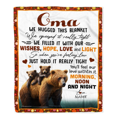 Personalized To My Oma Blanket From Granddaughter Grandson Bear I Love You Oma Birthday Mothers Day Christmas Customized Fleece Throw Blanket | teecentury