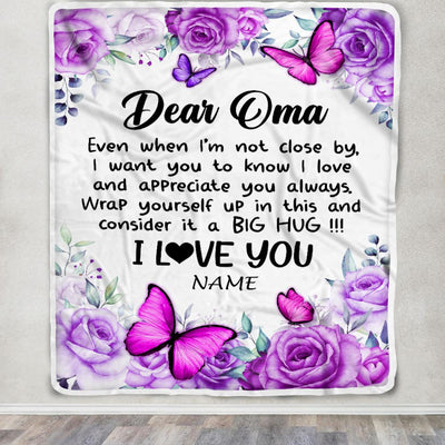 Personalized To My Oma Blanket From Granddaughter Grandson Butterfly Love And Appreciate Oma Birthday Mothers Day Christmas Customized Fleece Throw Blanket | teecentury