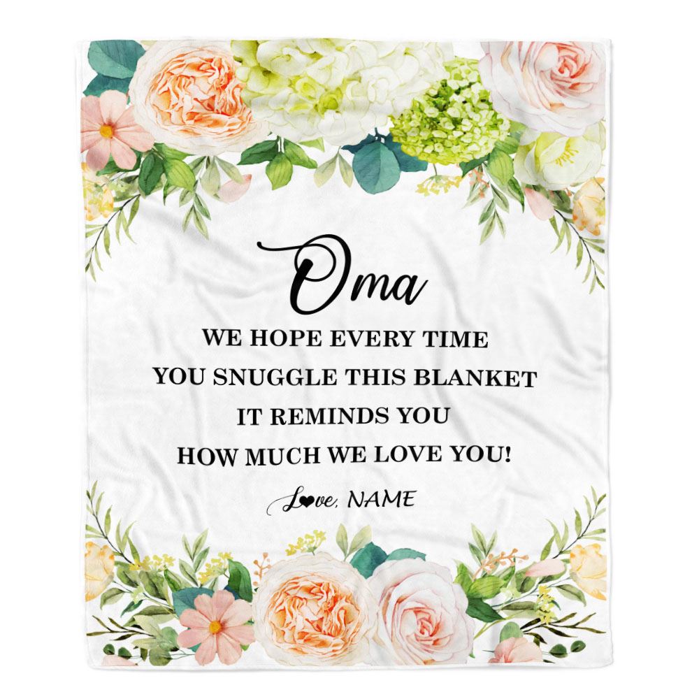 Personalized To My Oma Blanket From Grandkids How Much We Love You Flower Oma Birthday Mothers Day Christmas Customized Fleece Throw Blanket | teecentury