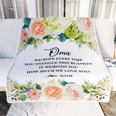 Personalized To My Oma Blanket From Grandkids How Much We Love You Flower Oma Birthday Mothers Day Christmas Customized Fleece Throw Blanket | teecentury