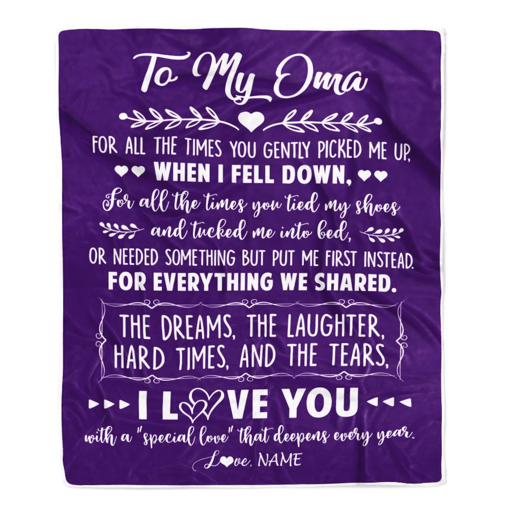 Personalized To My Oma Blanket From Grandkids I Love You With A Special Love Oma Birthday Mothers Day Christmas Customized Fleece Throw Blanket | teecentury