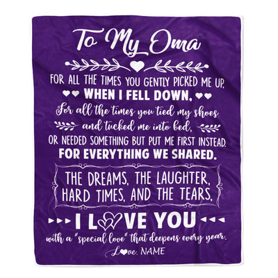 Personalized To My Oma Blanket From Grandkids I Love You With A Special Love Oma Birthday Mothers Day Christmas Customized Fleece Throw Blanket | teecentury