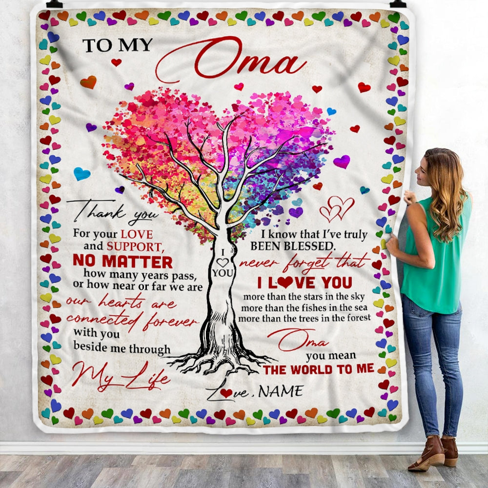 Personalized To My Oma Blanket From Grandkids Never Forget That I Love You You Mean The World to Me Oma Birthday Mothers Day Christmas Fleece Blanket Blanket | Teecentury.com