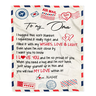 Personalized To My Oma Blanket From Kids Air Mail Letter I Love You Oma Birthday Mothers Day Christmas Customized Fleece Throw Blanket | teecentury