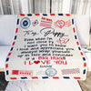 Personalized To My Poppy Blanket From Grandkids I Love You Hugs Air Mail Letter Poppy Birthday Fathers Day Christmas Customized Fleece Blanket Blanket | Teecentury.com