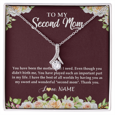Alluring Beauty Necklace | Personalized To My Second Mom Necklace Sweet Wonderful Mother In Law Stepmother Stepmom Jewelry Birthday Mothers Day Christmas Customized Gift Box Message Card | teecentury