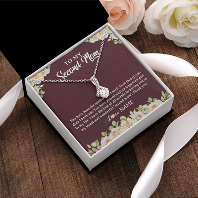 Alluring Beauty Necklace | Personalized To My Second Mom Necklace Sweet Wonderful Mother In Law Stepmother Stepmom Jewelry Birthday Mothers Day Christmas Customized Gift Box Message Card | teecentury