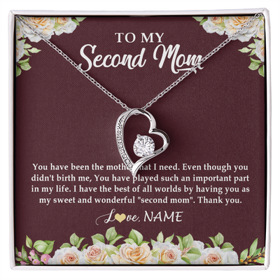 Forever Love Necklace | Personalized To My Second Mom Necklace Sweet Wonderful Mother In Law Stepmother Stepmom Jewelry Birthday Mothers Day Christmas Customized Gift Box Message Card | teecentury