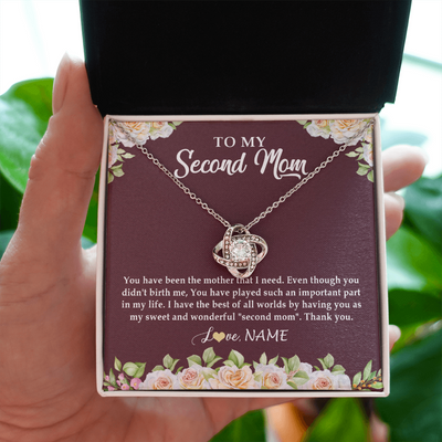 Love Knot Necklace | Personalized To My Second Mom Necklace Sweet Wonderful Mother In Law Stepmother Stepmom Jewelry Birthday Mothers Day Christmas Customized Gift Box Message Card | teecentury