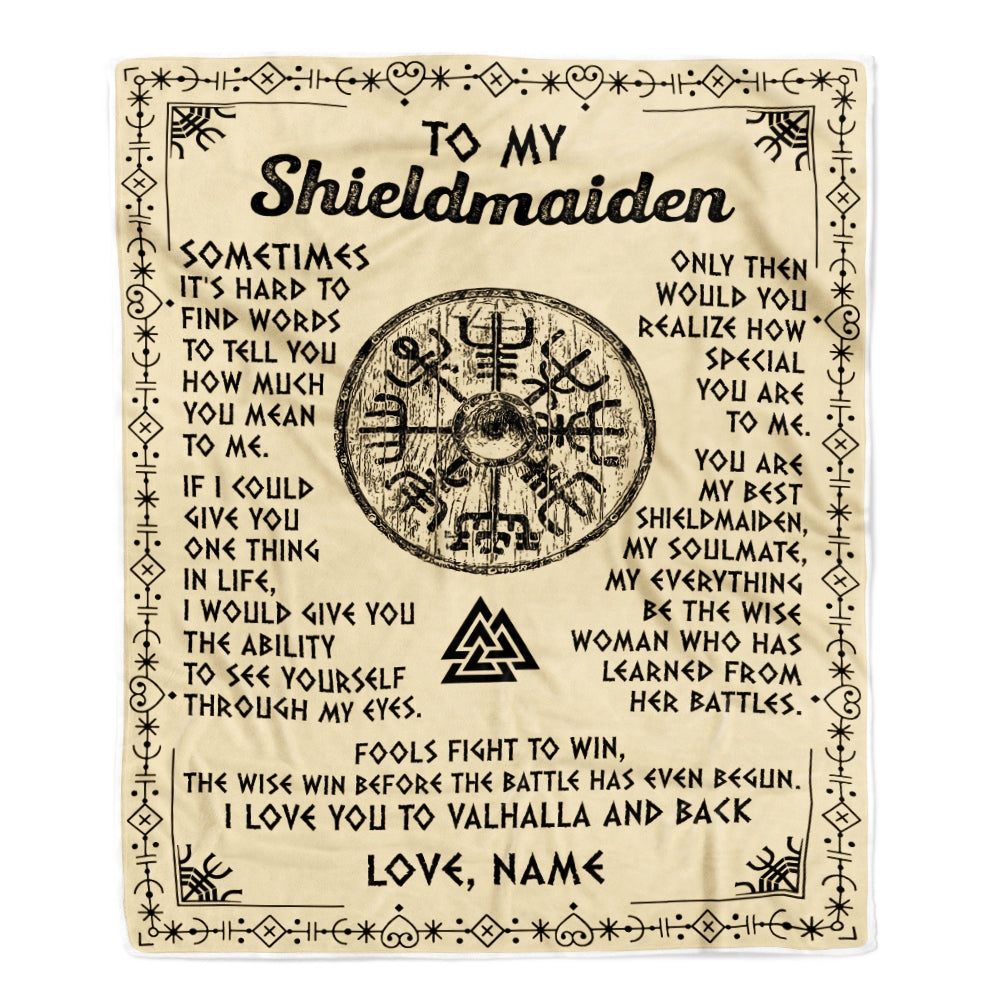 Personalized To My Shieldmaiden Blanket Viking Vintage I Love You To Valhalla Wife Girlfriend Birthday Anniversary Christmas Customized Bed Fleece Blanket | teecentury