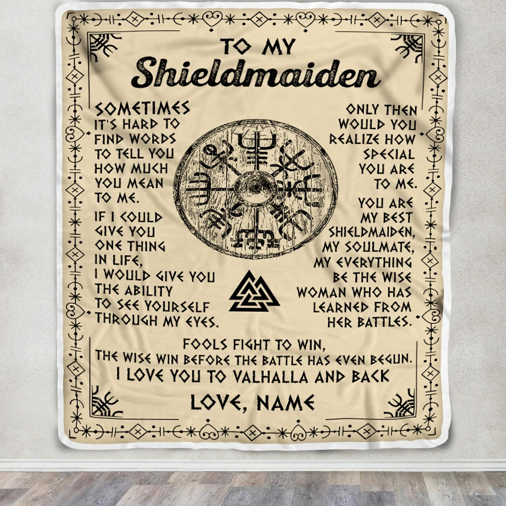 Personalized To My Shieldmaiden Blanket Viking Vintage I Love You To Valhalla Wife Girlfriend Birthday Anniversary Christmas Customized Bed Fleece Blanket | teecentury