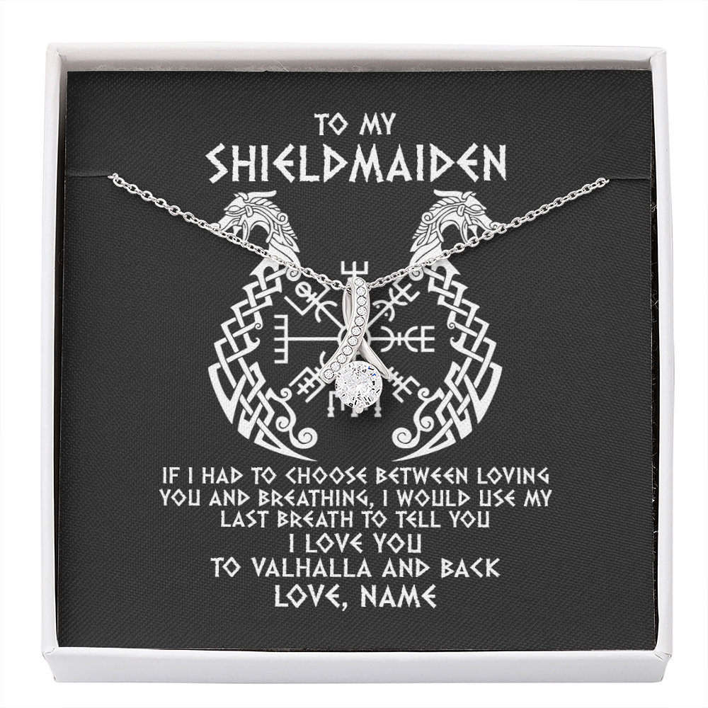 Alluring Beauty Necklace | Personalized To My Shieldmaiden Necklace From Viking I Love You For Wife From Husband Girlfriend From Boyfriend Birthday Valentines Day Customized Message Card | teecentury