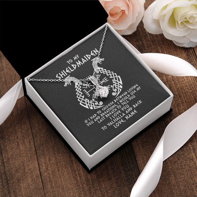 Alluring Beauty Necklace | Personalized To My Shieldmaiden Necklace From Viking I Love You For Wife From Husband Girlfriend From Boyfriend Birthday Valentines Day Customized Message Card | teecentury