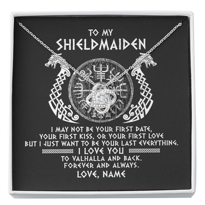 To My Shieldmaiden - I Love You To Valhalla And Back - Love Knot Necklace