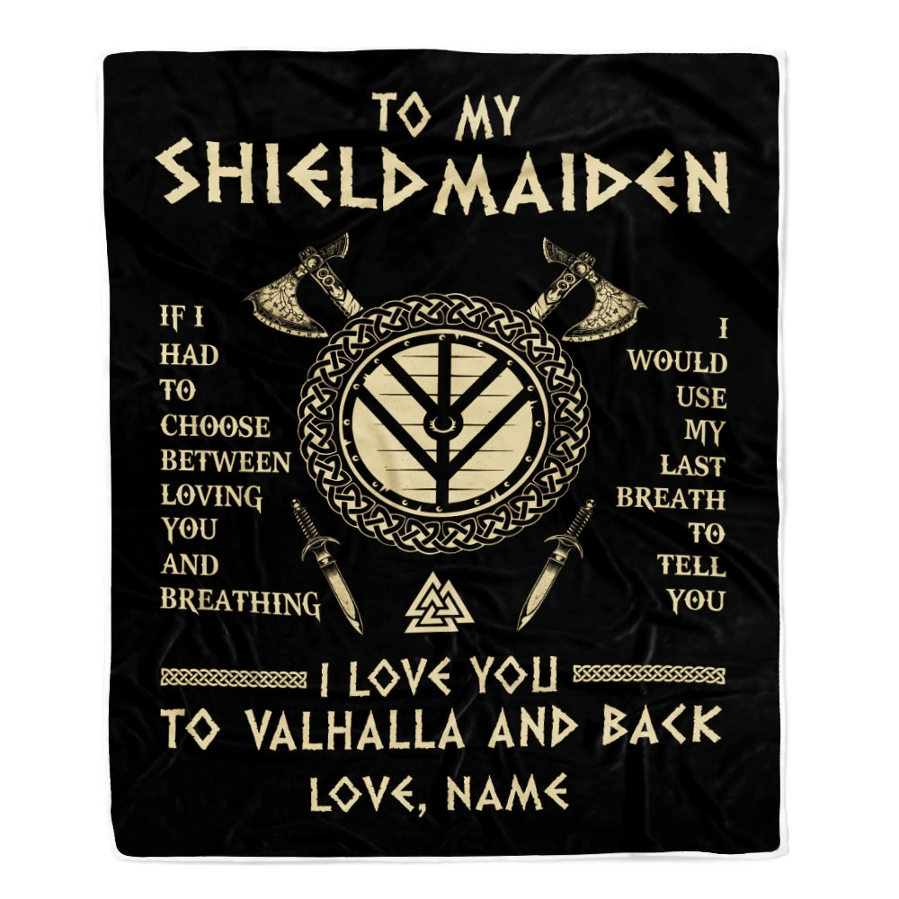 Personalized To My Shieldmaiden Viking Blanket Wife From Husband I Love You to Valhalla Soulmate Fiance Girlfriend Birthday Anniversary Fleece Throw Blanket Blanket | Teecentury.com