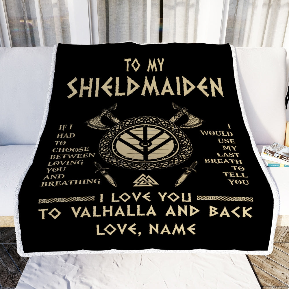 Personalized To My Shieldmaiden Viking Blanket Wife From Husband I Love You to Valhalla Soulmate Fiance Girlfriend Birthday Anniversary Fleece Throw Blanket Blanket | Teecentury.com