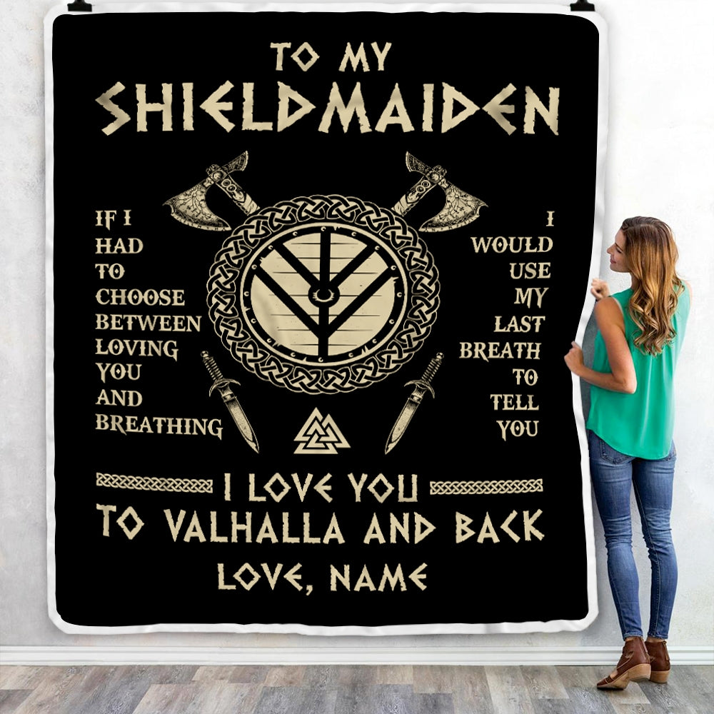 Personalized To My Shieldmaiden Viking Blanket Wife From Husband I Love You to Valhalla Soulmate Fiance Girlfriend Birthday Anniversary Fleece Throw Blanket Blanket | Teecentury.com