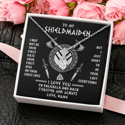 Alluring Beauty Necklace | Personalized To My Shieldmaiden Viking Necklace I Love You To Valhalla And Back Wife Girlfriend Women Birthday Anniversary Customized Gift Box Message Card | teecentury