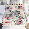 Personalized To My Sister Blanket From Brother Floral Air Mail Letter I Love You Sister Birthday Christmas Thanksgiving Customized Fleece Throw Blanket | teecentury