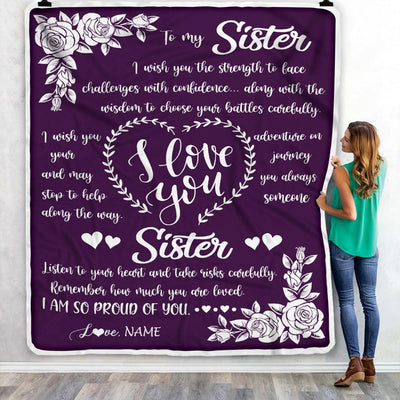 Personalized To My Sister Blanket From Brother I Wish You The Strength Daughter Birthday Graduation Christmas Customized Bed Fleece Throw Blanket | teecentury
