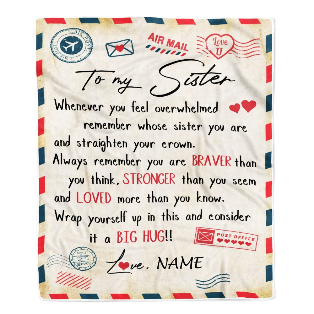 Personalized To My Sister Blanket From Brother Mail Letter Sister Birthday Graduation Christmas Customized Fleece Blanket Blanket | Teecentury.com