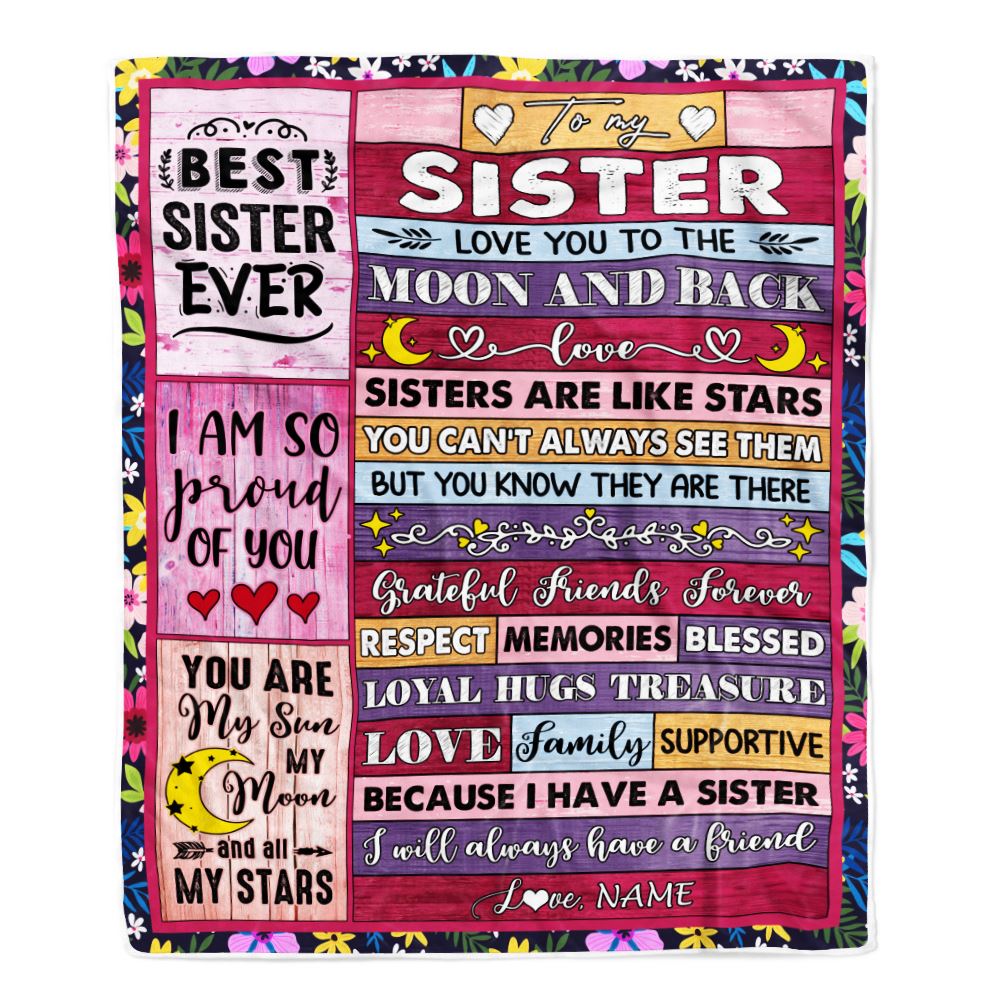 Personalized To My Sister Blanket From Brother Sister Like A Stars Friends Birthday Anniversary Day Graduation Christmas Customized Bed Fleece Throw Blanket | teecentury