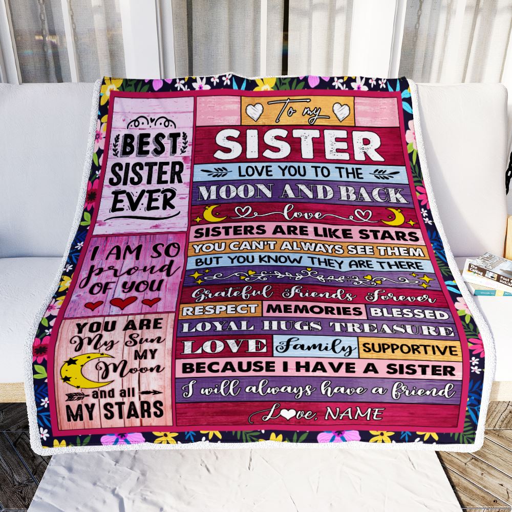 Personalized To My Sister Blanket From Brother Sister Like A Stars Friends Birthday Anniversary Day Graduation Christmas Customized Bed Fleece Throw Blanket | teecentury