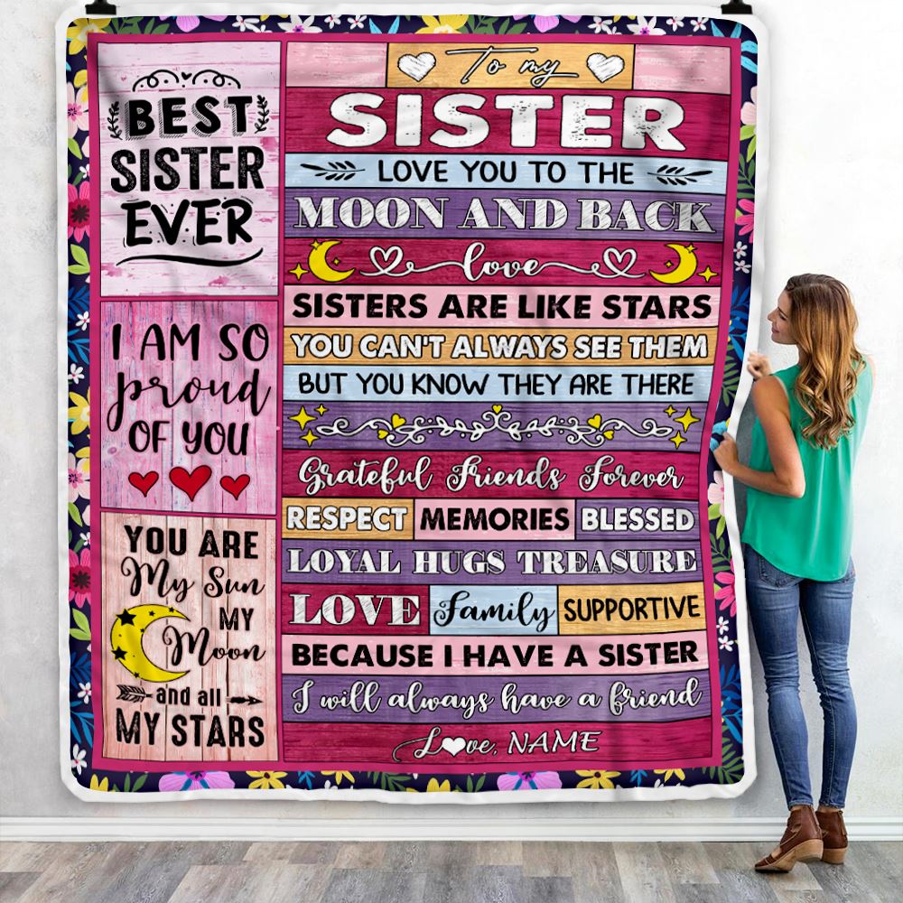 Personalized To My Sister Blanket From Brother Sister Like A Stars Friends Birthday Anniversary Day Graduation Christmas Customized Bed Fleece Throw Blanket | teecentury
