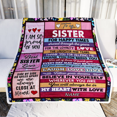 Personalized To My Sister Blanket From Brother Wood Believe In Your Self Thank You Brother Birthday Thanksgiving Christmas Customized Bed Fleece Throw Blanket | teecentury