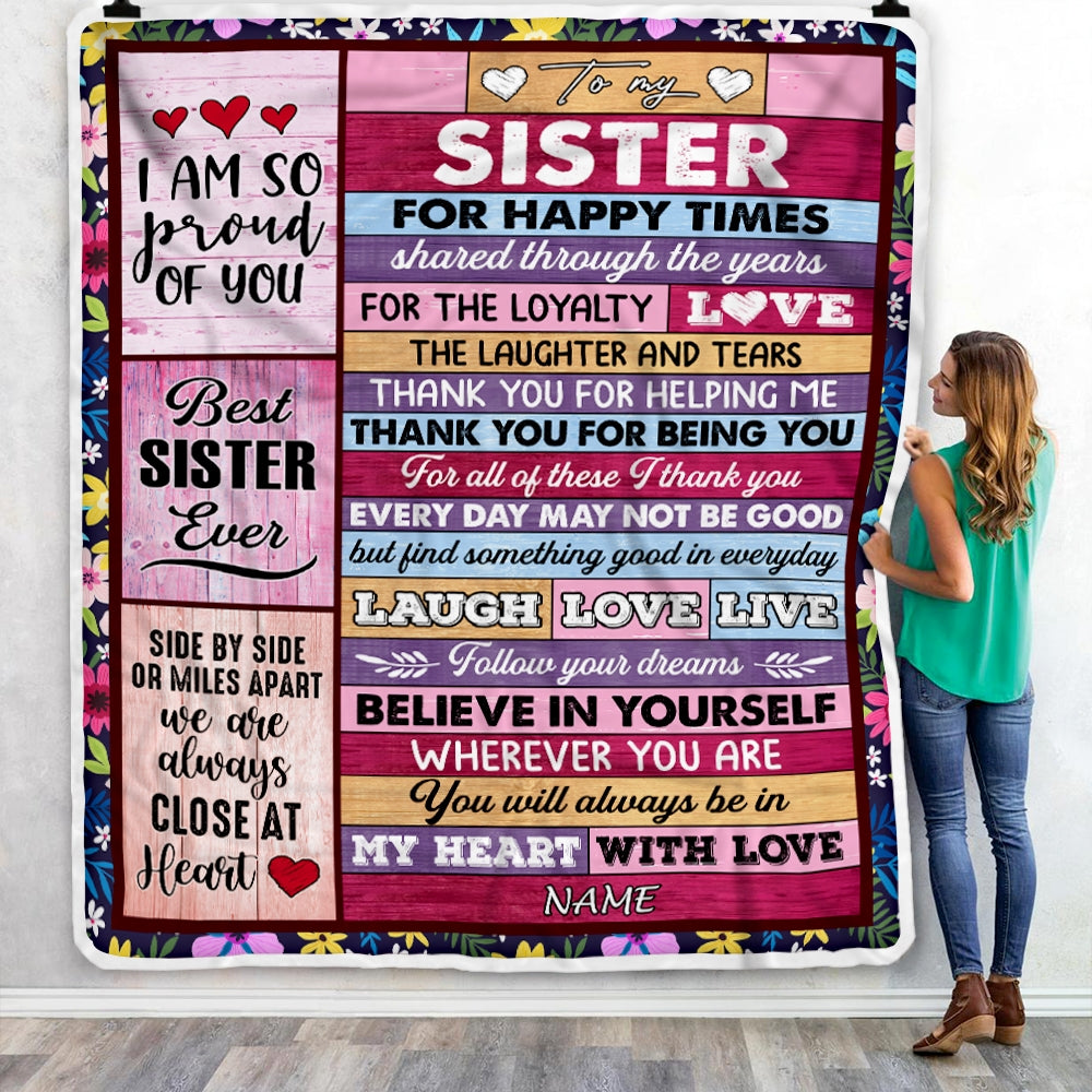Personalized To My Sister Blanket From Brother Wood Believe In Your Self Thank You Brother Birthday Thanksgiving Christmas Customized Bed Fleece Throw Blanket | teecentury