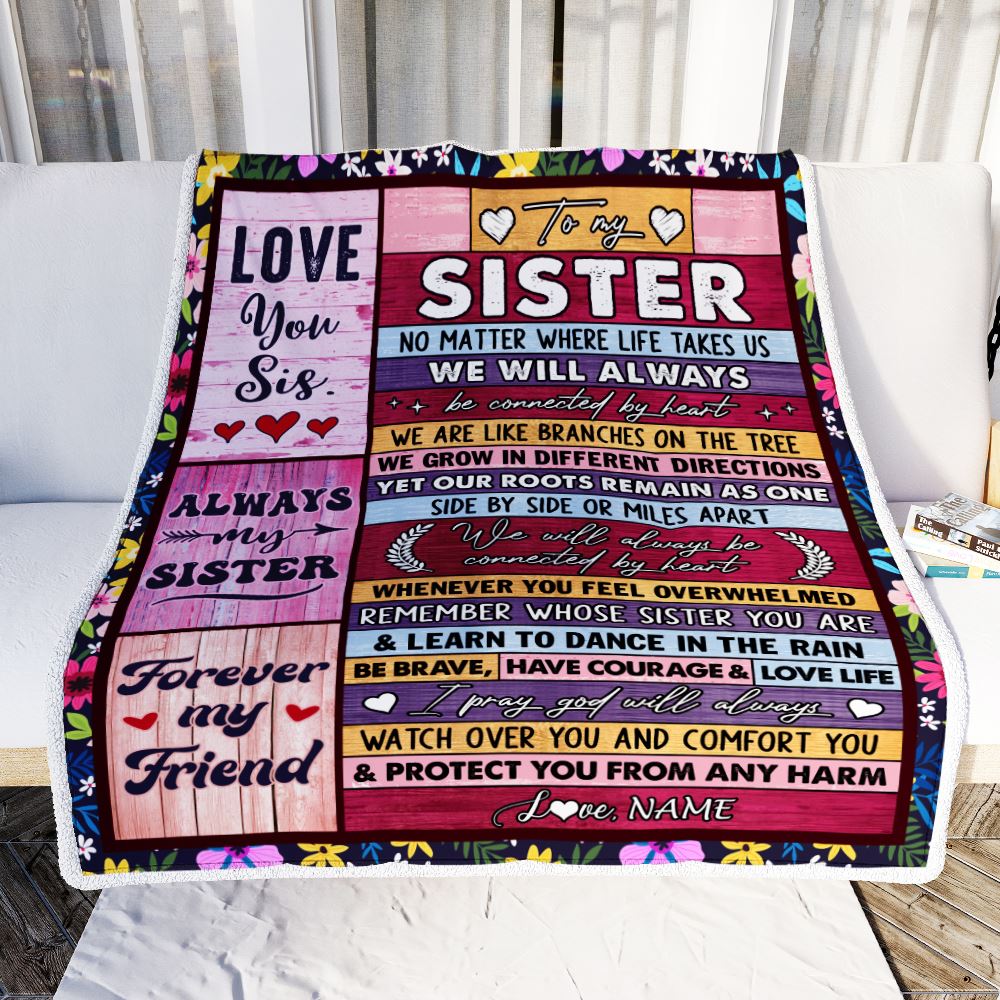 Personalized To My Sister Blanket From Sister Brother Conversation Ability Moon Back Sister Birthday Graduation Christmas Customized Bed Fleece Blanket | teecentury