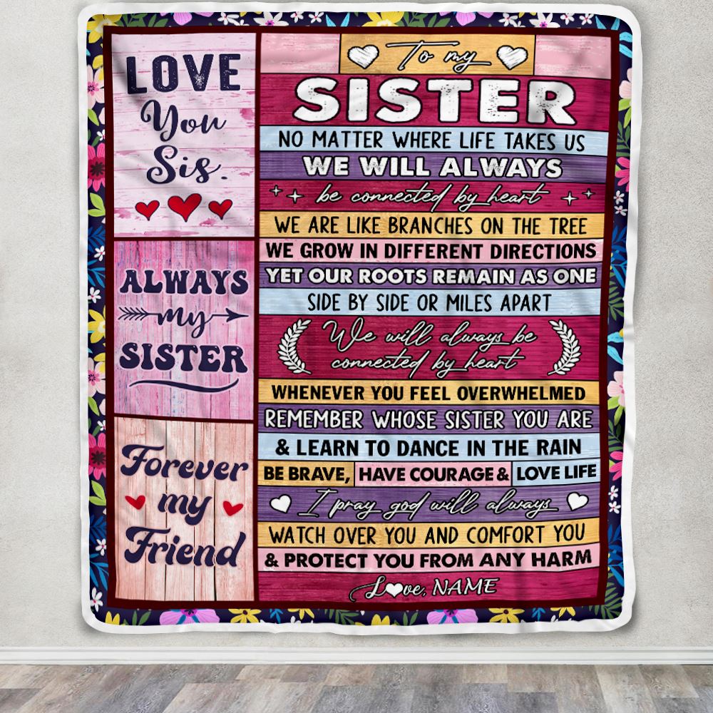 Personalized To My Sister Blanket From Sister Brother Conversation Ability Moon Back Sister Birthday Graduation Christmas Customized Bed Fleece Blanket | teecentury
