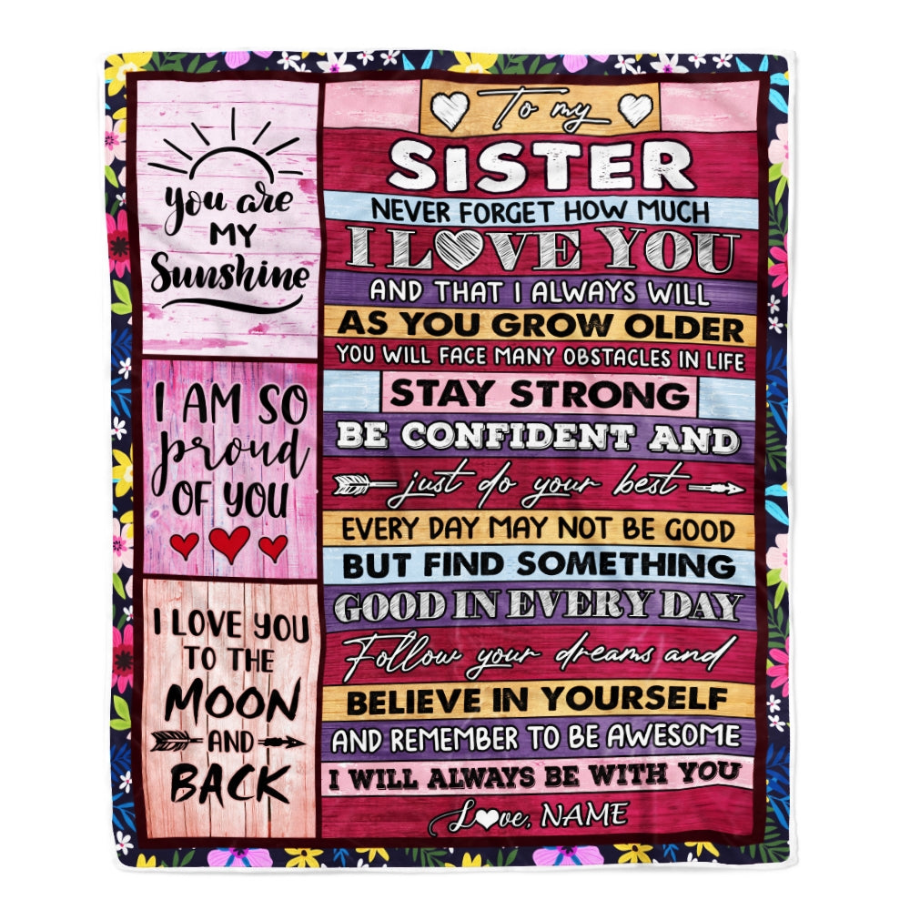 Personalized To My Sister Blanket From Sister Brother Proud Of You I Love You Wood Sister Birthday Thanksgiving Christmas Customized Fleece Throw Blanket Blanket | Teecentury.com