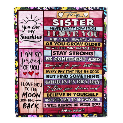 Personalized To My Sister Blanket From Sister Brother Proud Of You I Love You Wood Sister Birthday Thanksgiving Christmas Customized Fleece Throw Blanket Blanket | Teecentury.com