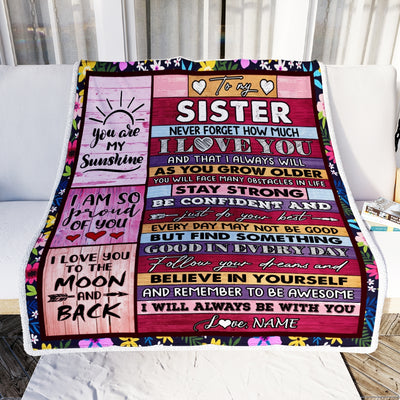 Personalized To My Sister Blanket From Sister Brother Proud Of You I Love You Wood Sister Birthday Thanksgiving Christmas Customized Fleece Throw Blanket Blanket | Teecentury.com