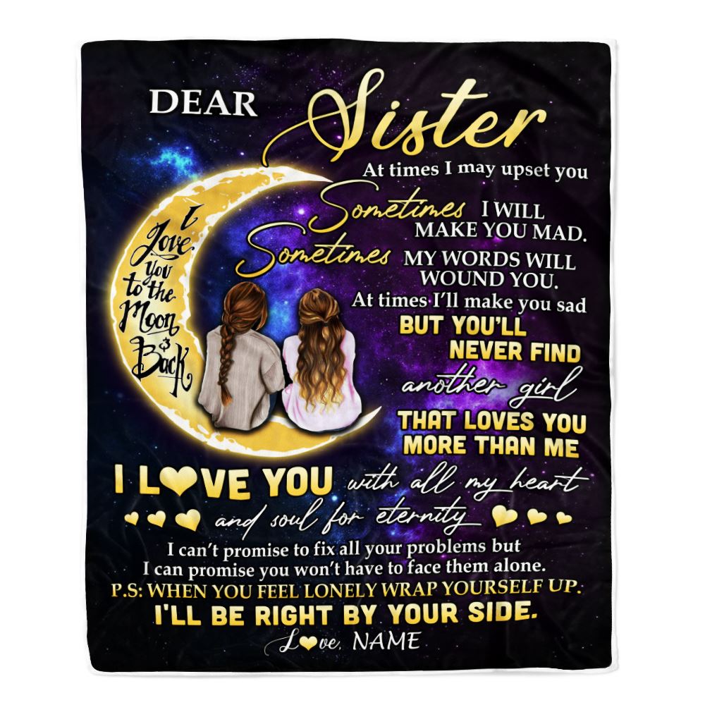 Personalized To My Sister Blanket From Sister I Love You With All My Heart Soul Sister Birthday Christmas Graduation Customized Bed Fleece Throw Blanket | teecentury