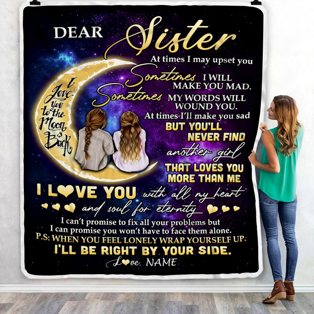 Personalized To My Sister Blanket From Sister I Love You With All My Heart Soul Sister Birthday Christmas Graduation Customized Bed Fleece Throw Blanket | teecentury