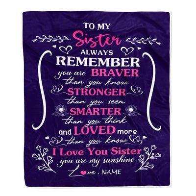 Personalized To My Sister Blanket From Sister Purple I Love You Sister Birthday Christmas Gift Customized Bed Quilt Fleece Throw Blanket Blanket | Teecentury.com